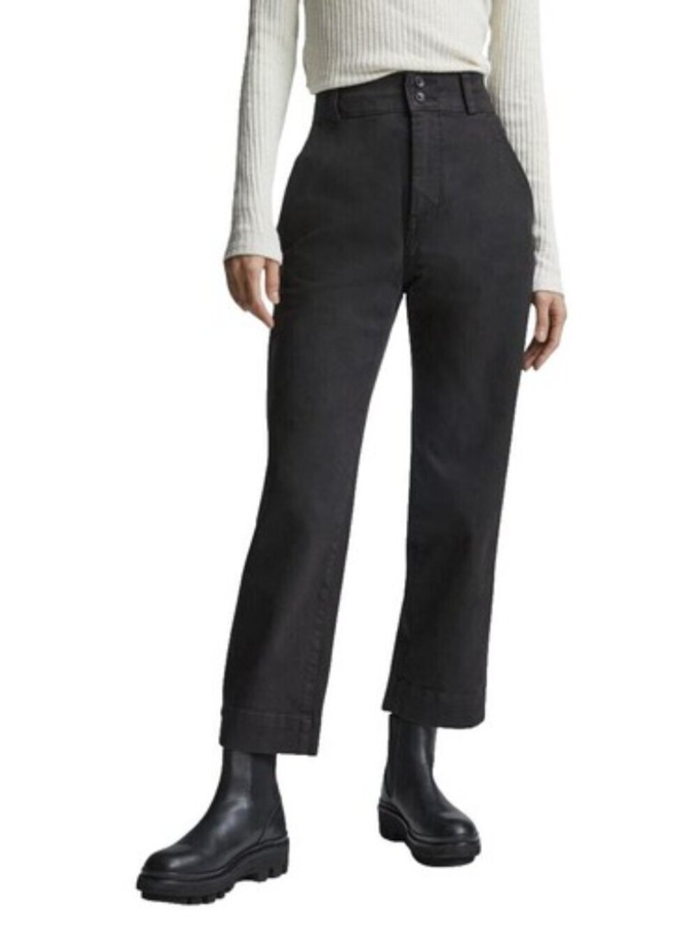 Everlane Cropped Straight Jeans Black sz 0 Regular Stretch Denim Pants Trousers